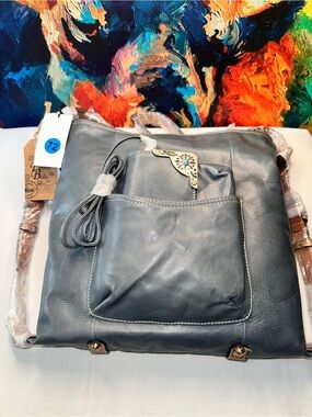 No.72 Firenze Bella Blue Leather Backpack and Crossbody Bag Set